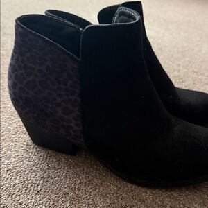 Black and Leopard Print Ankle Boots